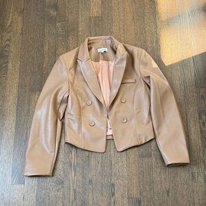 Heartloom shorter fit faux leather blazer.